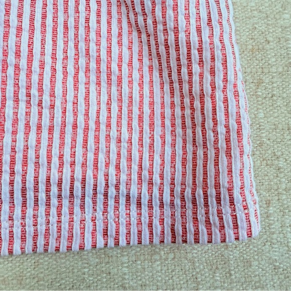 Boden Pink Red White Ruffled Off Shoulder Ribbed Top Blouse Seersucker Stripe 6 - Picture 9 of 9